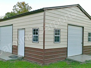 Vertical Roof Style Two Tone Garage